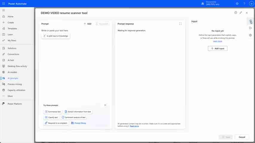 Power Platform AI 简历分析器:快速构建教程