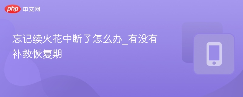 忘记续火花中断了怎么办？补救恢复期详解
