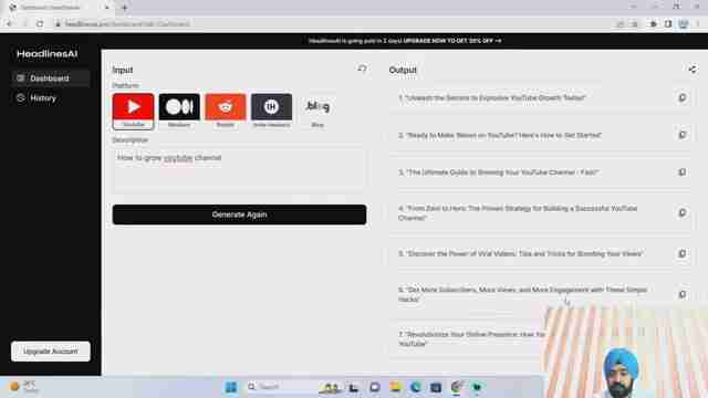 提升YouTube频道：使用HeadlinesAI优化标题，获取更多观看与订阅
