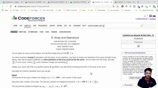 Codeforces 760 Div. 3 Problem D: 数组与操作