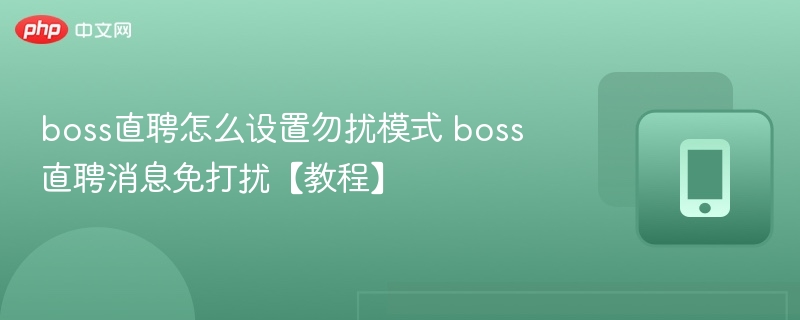 boss直聘怎么设置勿扰模式 boss直聘消息免打扰【教程】
