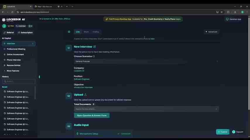 Lockedin AI教程:高效提升面试和职业技能