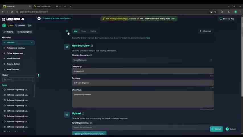 Lockedin AI教程:高效提升面试和职业技能