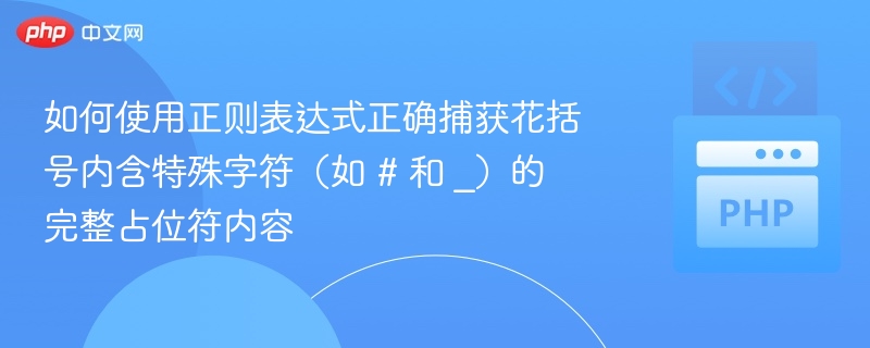 要捕获花括号内包含#和_的占位符，可以使用正则表达式来匹配这种格式。示例结构：假设你有类似这样的文本：Hello{#user_name_123},welcometo{#room_id_456}.你想提取出{#user_name_123}和{#room_id_456}这样的占位符。正则表达式（以Python为例）：importretext=
