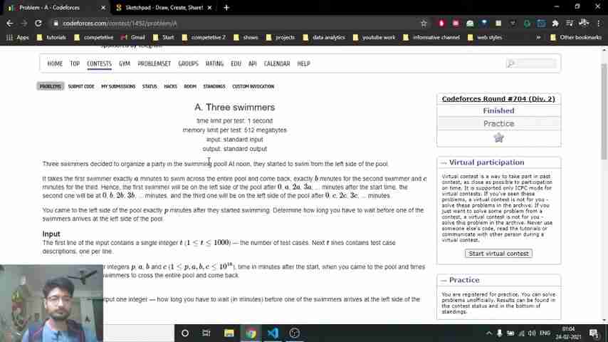 Codeforces A题：三名游泳者问题解析与高效解法
