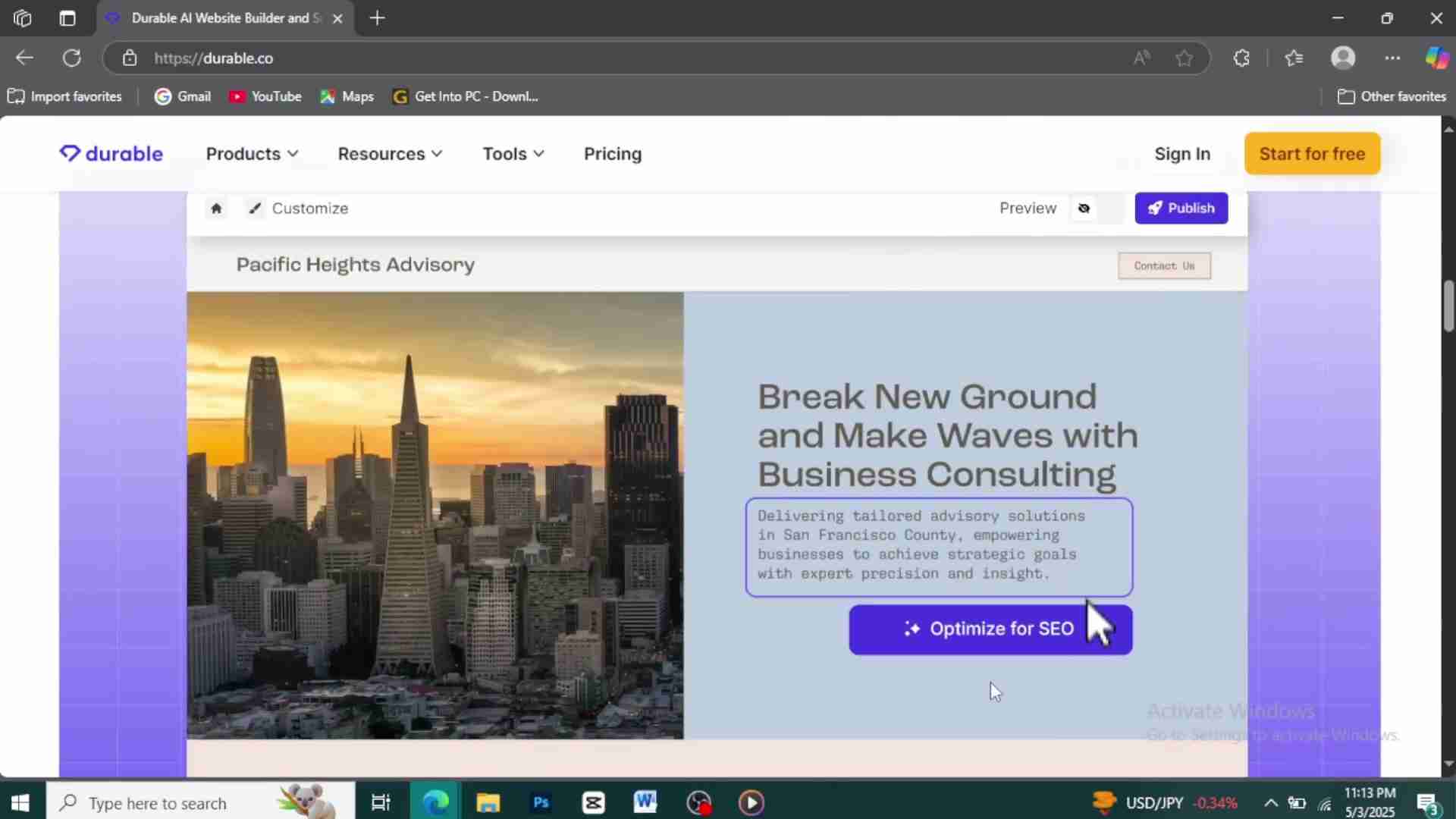 Durable AI网站构建器：无需编码，快速创建专业网站