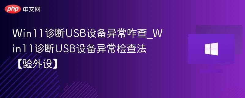Win11诊断USB设备异常咋查_Win11诊断USB设备异常检查法【验外设】