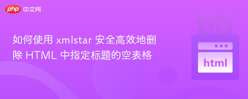 如何使用 xmlstar 安全高效地删除 HTML 中指定标题的空表格
