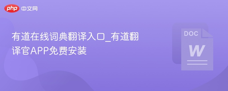 有道词典翻译功能及下载方式