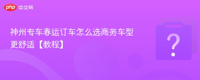 神州专车春运商务车选择指南