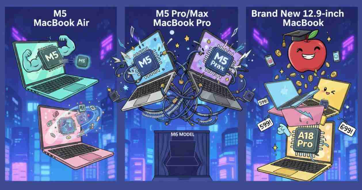 苹果 2026 年初笔电产品线布局曝光:全新平价机种与 M5 系列同步登场