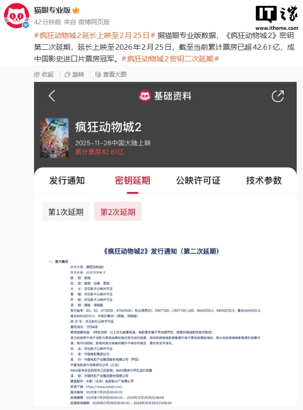 《疯狂动物城2》票房第一，上映延期至2月25日