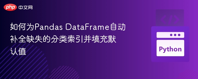 如何为Pandas DataFrame自动补全缺失的分类索引并填充默认值