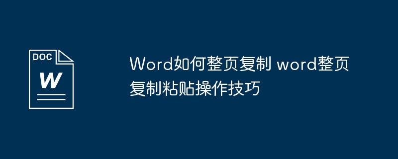Word如何整页复制 word整页复制粘贴操作技巧