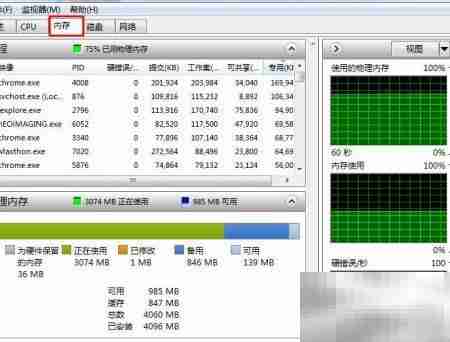 Win7资源监视器网络使用情况