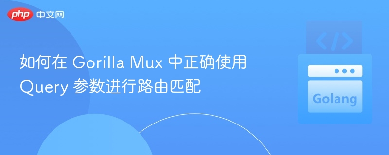 如何在 Gorilla Mux 中正确使用 Query 参数进行路由匹配
