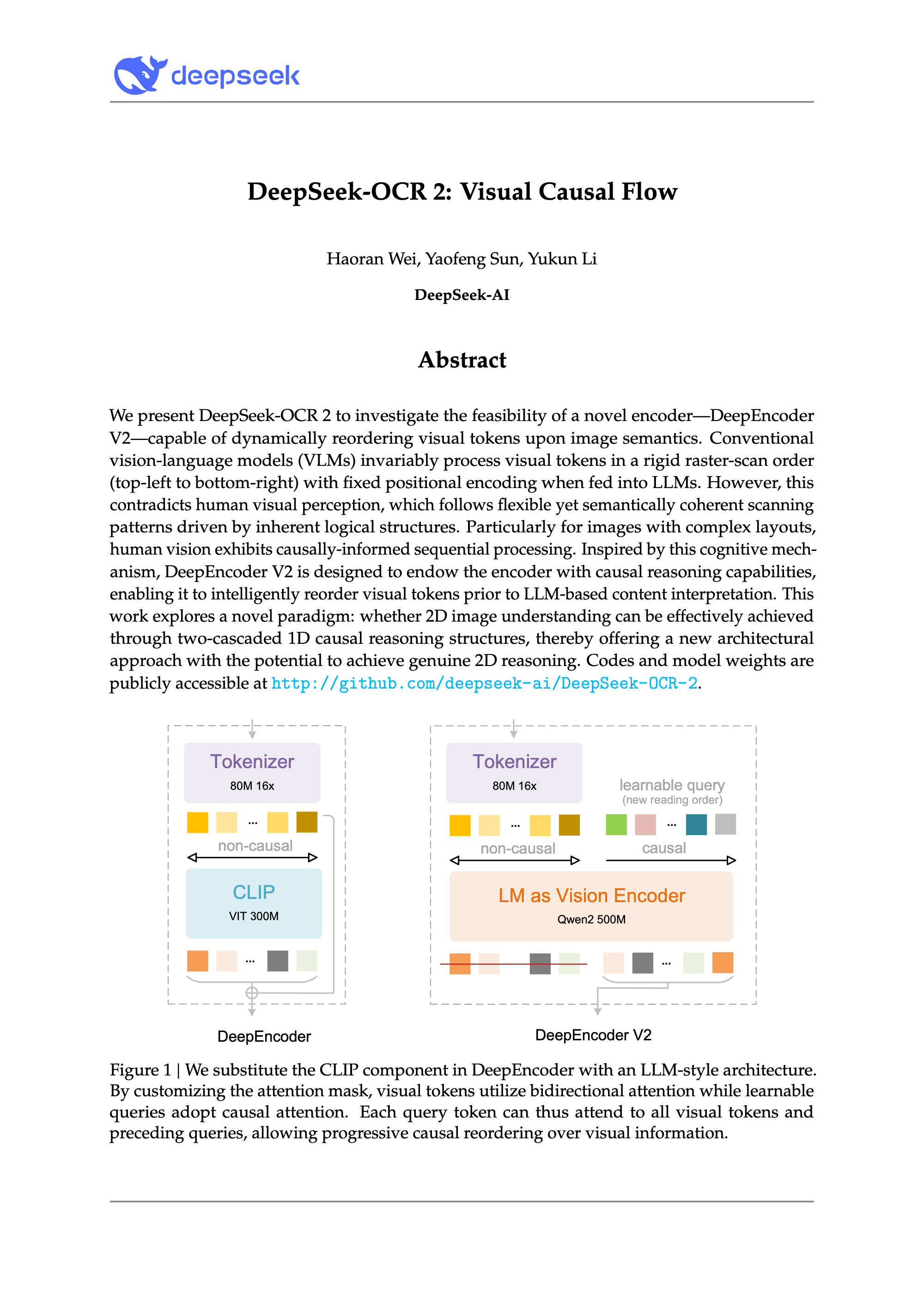 深度求索开源新模型 DeepSeek-OCR 2,提出“Visual Causal Flow”