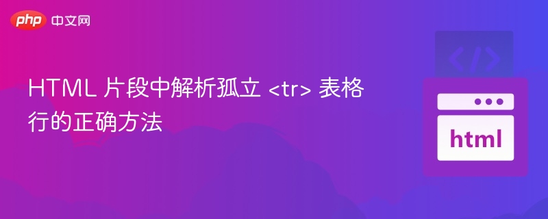 HTML 片段中解析孤立 <tr> 表格行的正确方法

