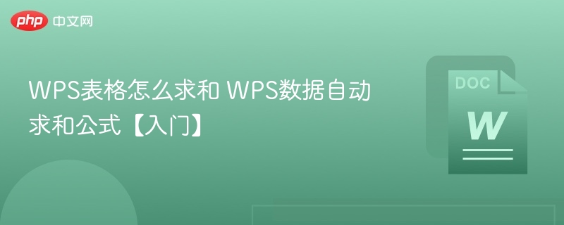 WPS表格求和公式及使用方法