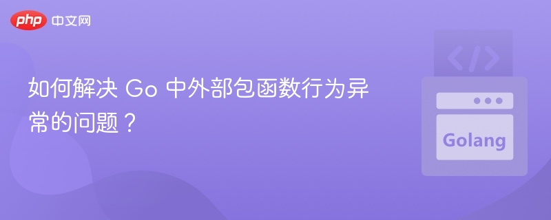 如何解决 Go 中外部包函数行为异常的问题?