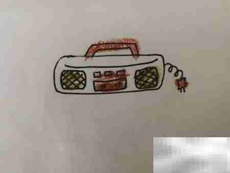 简笔画录音机卡带