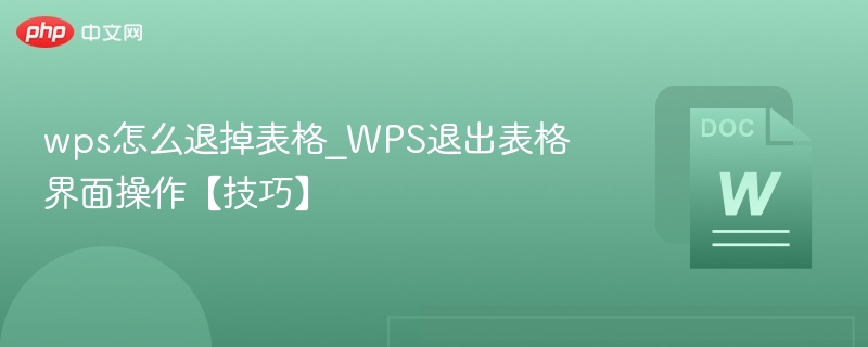 退出WPS表格界面技巧分享