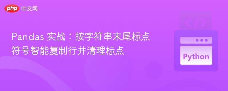 Pandas实战：按结尾标点复制行并清理标点