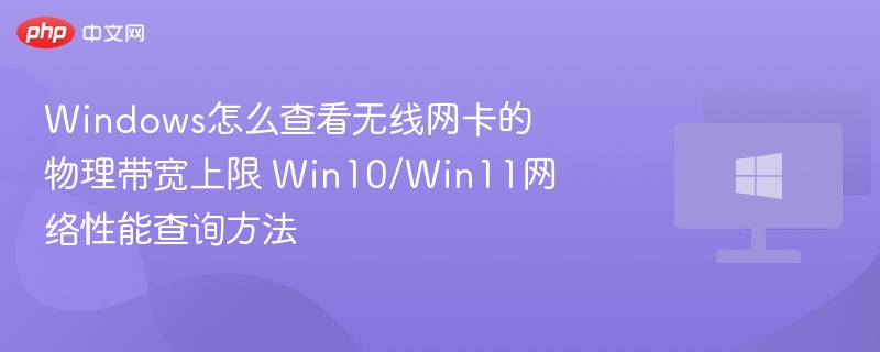 Windows怎么查看无线网卡的物理带宽上限 Win10/Win11网络性能查询方法
