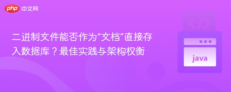 二进制文件能否作为“文档”直接存入数据库？最佳实践与架构权衡

