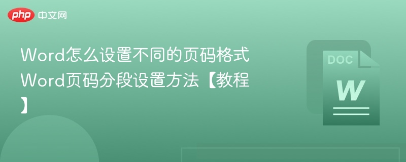 Word怎么设置不同的页码格式 Word页码分段设置方法【教程】