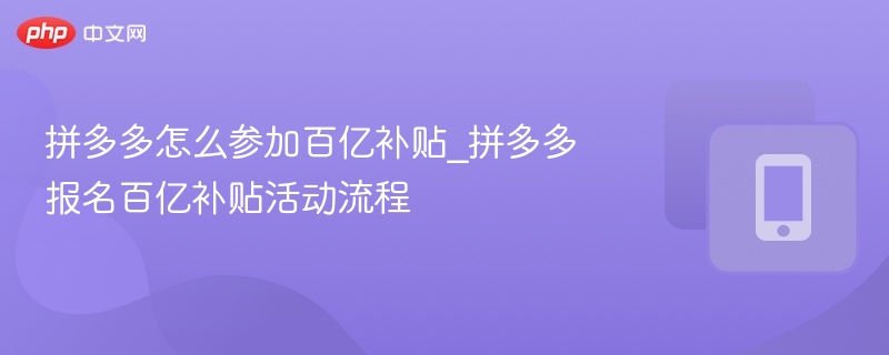 拼多多怎么参加百亿补贴_拼多多报名百亿补贴活动流程