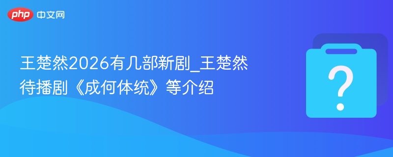 王楚然2026新剧《成何体统》前瞻