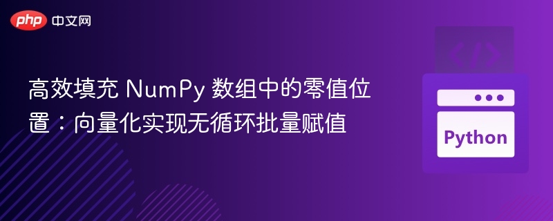 高效填充 NumPy 数组中的零值位置：向量化实现无循环批量赋值
