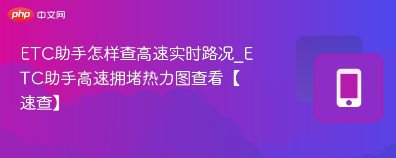 ETC助手查高速路况技巧