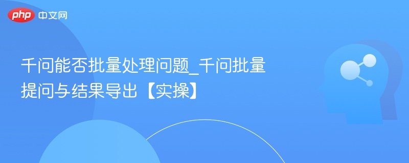 千问批量提问怎么用？