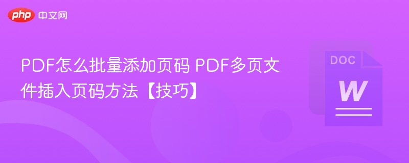 PDF批量加页码方法分享