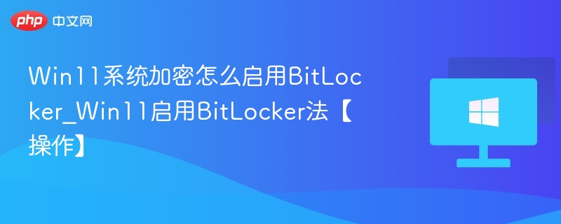 Win11启用BitLocker加密步骤详解