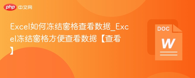 Excel冻结窗格使用教程