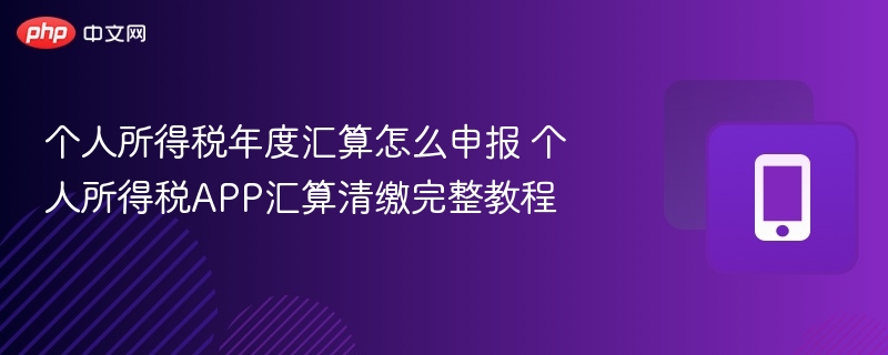 个人所得税汇算申报教程及APP操作指南