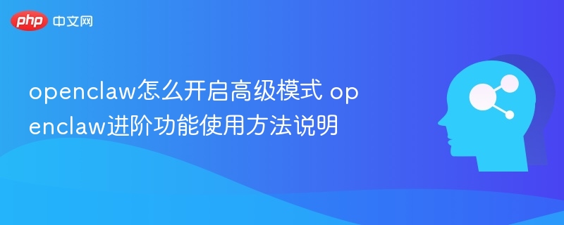 OpenClaw高级模式怎么开教程