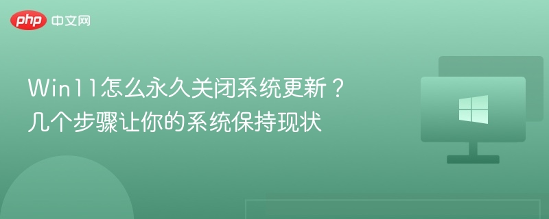 Win11怎么永久关闭系统更新？几个步骤让你的系统保持现状