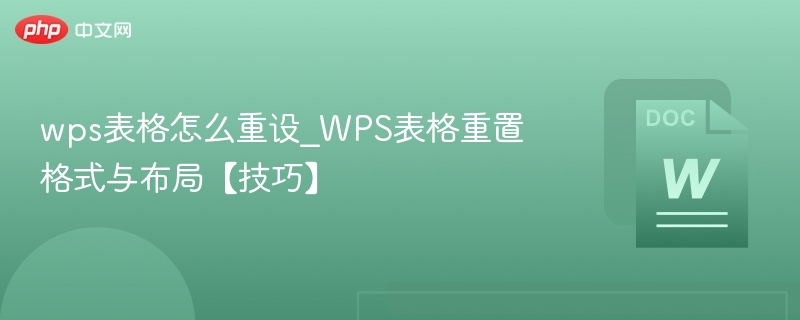 WPS表格重置格式技巧