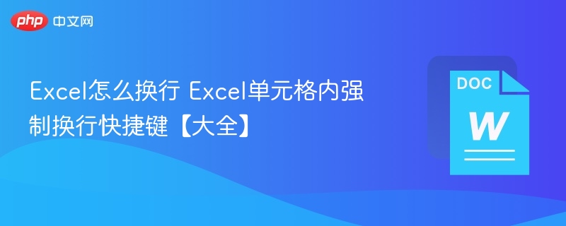 Excel单元格内换行快捷键大全