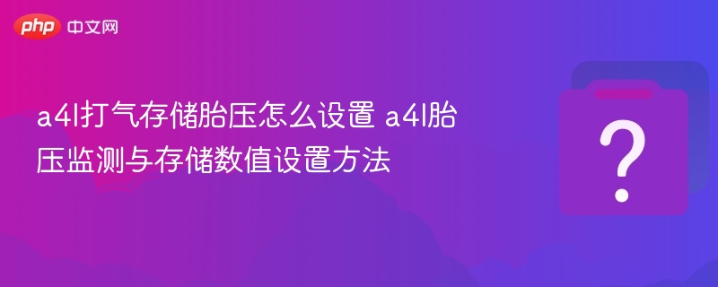 a4l打气存储胎压怎么设置 a4l胎压监测与存储数值设置方法