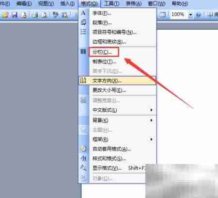 Word 2003分栏设置方法