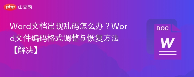Word文档出现乱码怎么办？Word文件编码格式调整与恢复方法【解决】