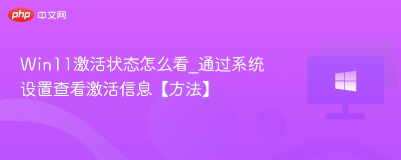 Win11激活状态怎么看_通过系统设置查看激活信息【方法】
