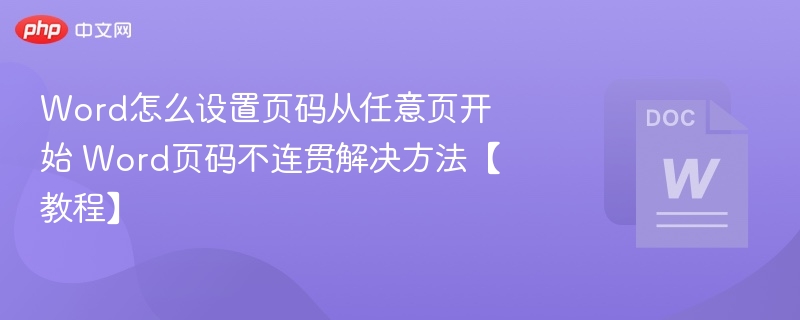 Word怎么设置页码从任意页开始 Word页码不连贯解决方法【教程】
