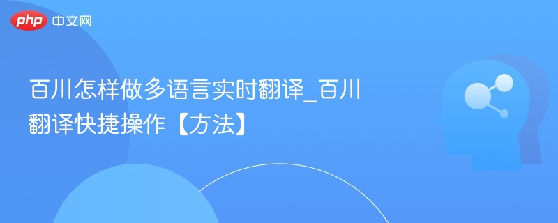 百川多语言翻译使用教程及技巧