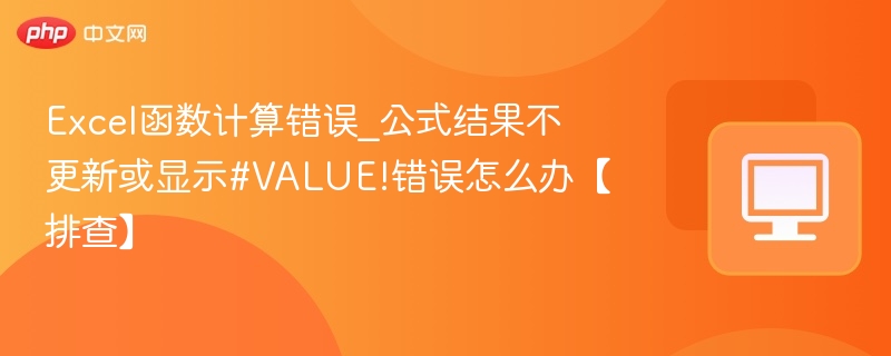 Excel函数计算错误_公式结果不更新或显示#VALUE!错误怎么办【排查】